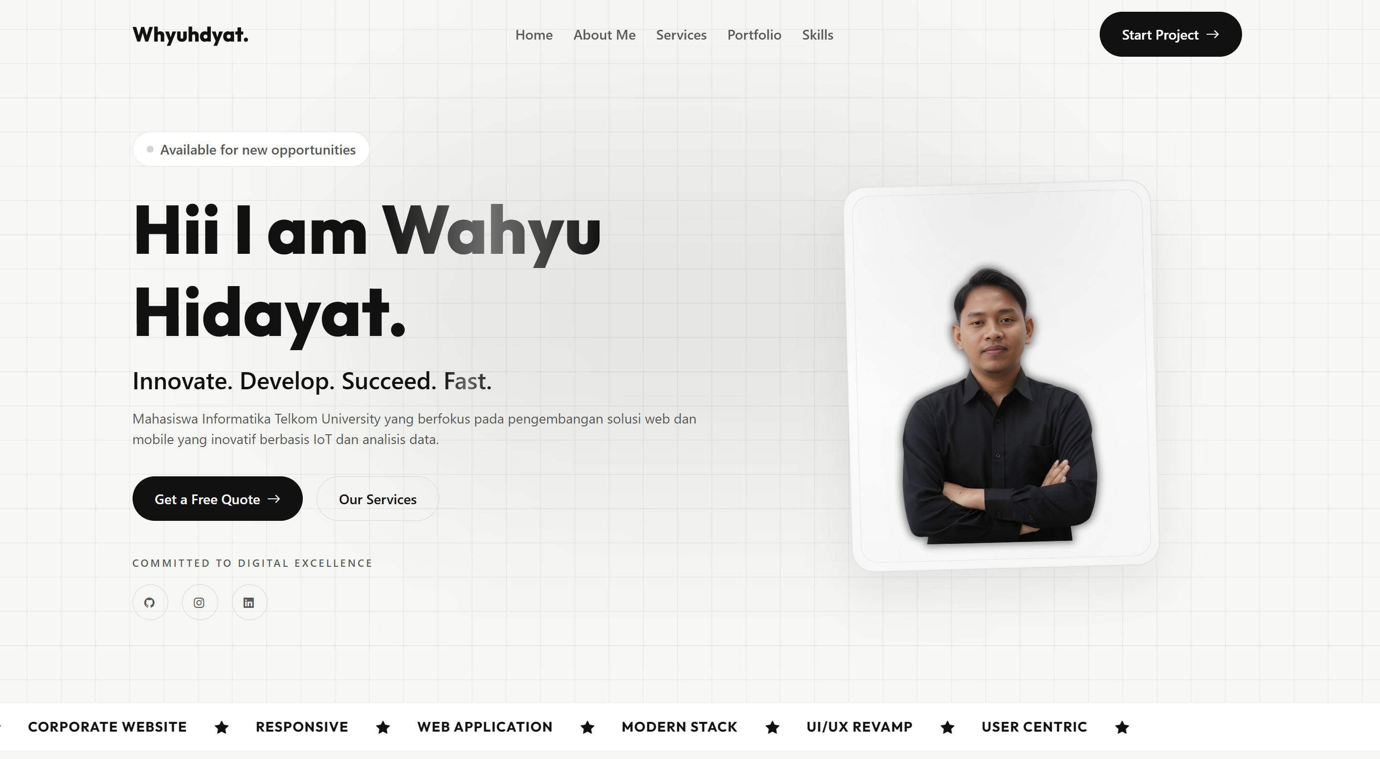 Tampilan website portofolio My Portofolio