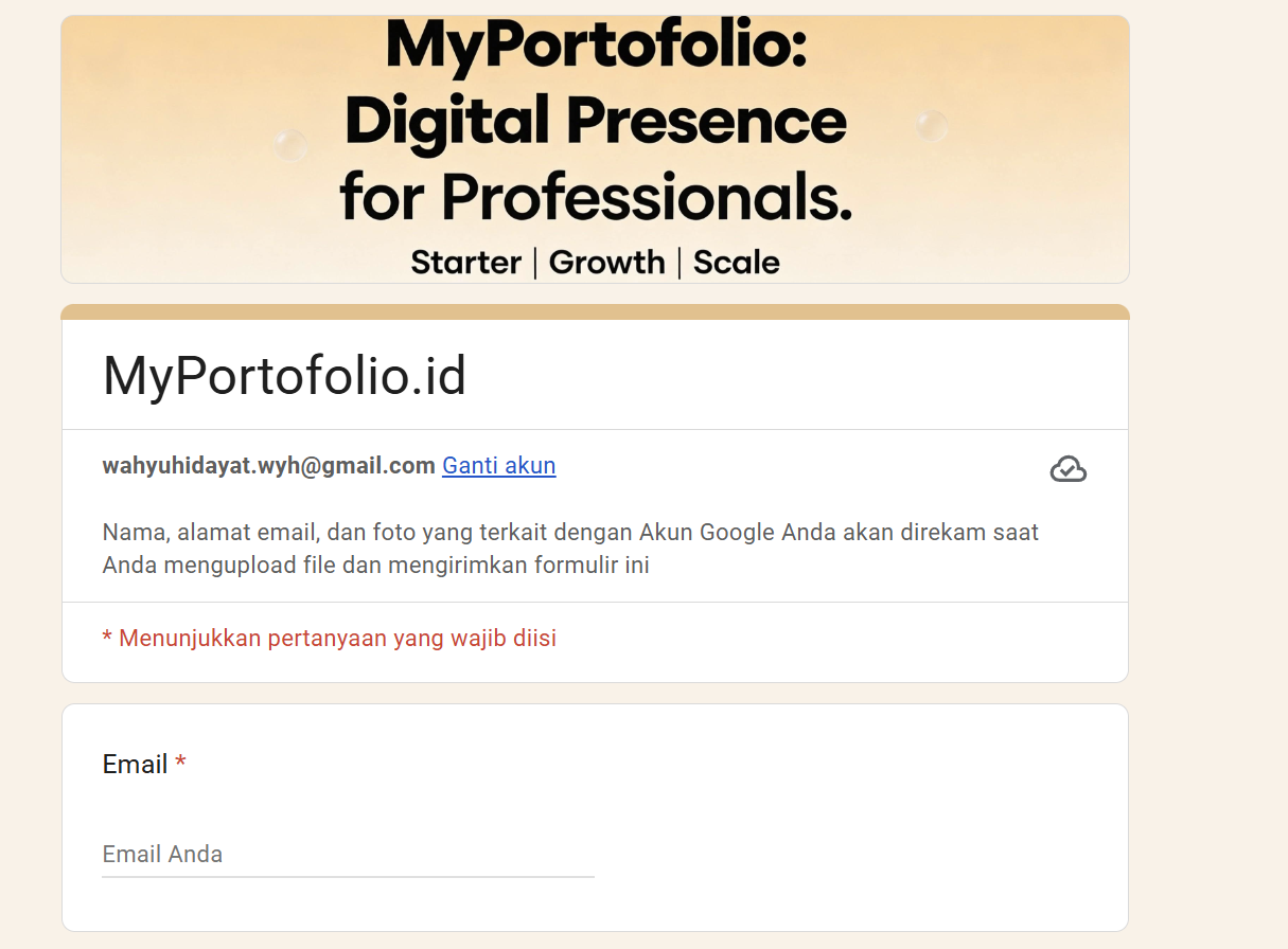 Tampilan portofolio digital